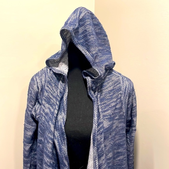 Hollister Blue Grey Mélange Open Front Cardigan with Hood - Picture 4 of 10